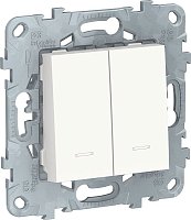Выключатель с подсветкой без рамки Schneider Electric Unica New 2-кл. белый